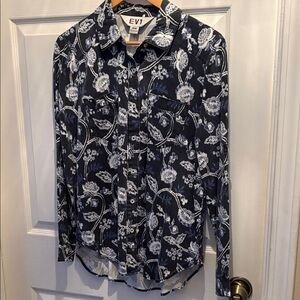 Ladies EV1 by Ellen Degeneres Navy & White Shirt Medium